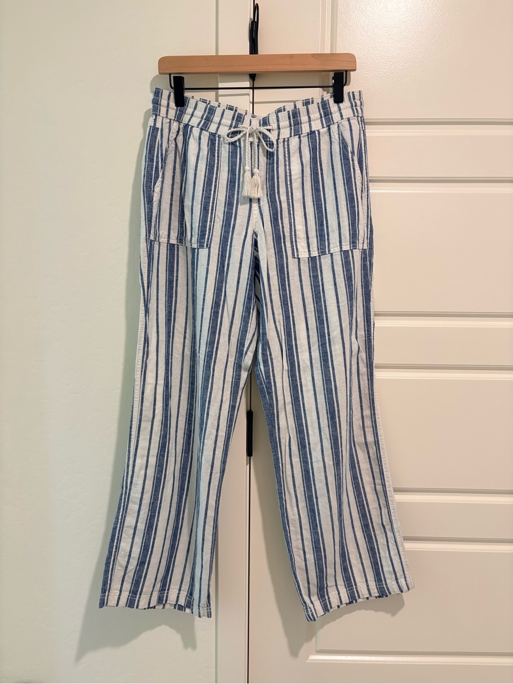 Sonoma Coastal Grandma Wide Leg Blue & White Stripe Pants Sz M